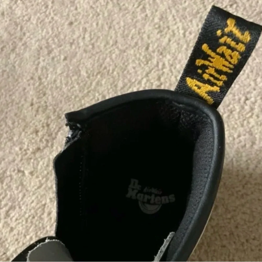 Dr. Martens White Combat Boots with Black Laces Kids Sz 3